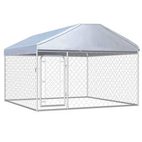 Outdoor Dog Kennel with Roof 78.7"x78.7"x53.1"