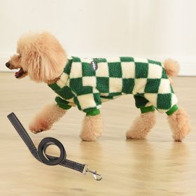 Four Legged Woolen Clothes With Lamb Fleece (Option: Green with rope-M)