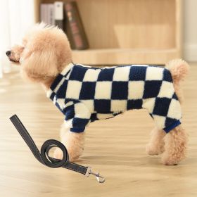 Four Legged Woolen Clothes With Lamb Fleece (Option: Blue with rope-M)