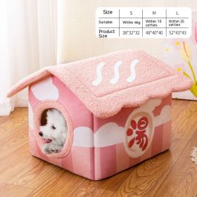 Removable And Washable Semi-surrounded Villa Pet Room (Option: Pink-L)