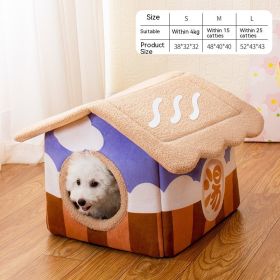 Removable And Washable Semi-surrounded Villa Pet Room (Option: Dark Coffee Color-L)