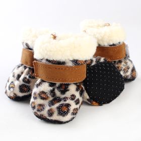 Fashion Simple Waterproof Warm Dog Shoes (Option: Leopard Print-S)