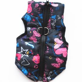 Fashion Personalized Puppy Cotton-padded Jacket Vest (Option: Black Background Cartoon-XS)