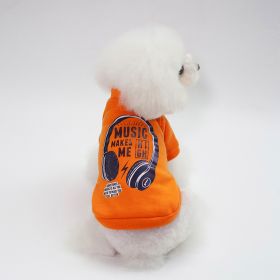 Dog Winter Pet Clothes Brushed Hoody (Option: Music Sweater Orange-S)