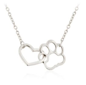 Women's Hollow All Match Dog Paw Peach Heart Necklace (Color: White)