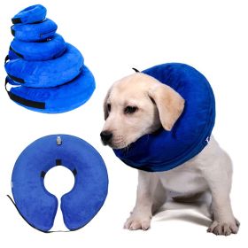 Inflatable Pet Collar dog collar Anti-bite Neck Elizabethan Collar Cute Cat Dog Puppy Neck Protective Circle Collar For Small Large Dogs (Color: Blue, size: M)