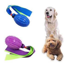 TPR Sounding Ribbon Ball Molar Bite-resistant Dog Toy Ball Training Webbing Pet Supplies (Color: Blue)