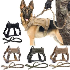 Tactical Dog Harness Pet Training Vest Dog Harness And Leash Set For Large Dogs German Shepherd K9 Padded Quick Release Harness (Color: Black Harness, size: L)