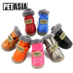 Winter Pet Dog Shoes Warm Snow Boots Waterproof Fur 4Pcs/Set Small Dogs Cotton Non Slip XS For ChiHuaHua Pug Pet Product PETASIA (Color: Brown, size: L (4))