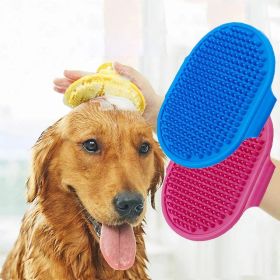 1 Pcs Pets Silicone Washing Glove Dog Cat Bath Brush Comb Rubber Glove Hair Grooming Massaging Kitchen Cleaning Gloves (Color: Blue)