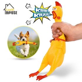 Hot Sell Screaming Chicken Pets Dog Toys Squeeze Squeaky Sound Funny Toy Safety Rubber For Dogs Molar Chew Toys (Metal Color: Yellow, size: L 40cm)