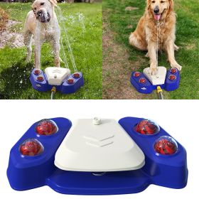 Dog Sprinkler Outdoor Canine Water Fountain Easy Paw Activated 2 Aqua Outlet Modes Hose Dispenser for Big and Small Dogs (Color: Blue)