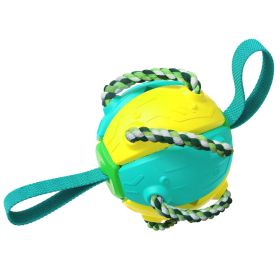 Dog Soccer Ball Interactive Pet Toys Foldable Ball Molar Toy Outdoor Training Ball for Puppy Dog Chew Dog Accessories (Color: Yellow)