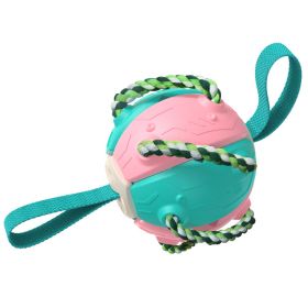 Dog Soccer Ball Interactive Pet Toys Foldable Ball Molar Toy Outdoor Training Ball for Puppy Dog Chew Dog Accessories (Color: Pink)