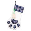 Christmas Gift Bags Pet Dog Cat Paw Stocking Socks Plaid Xmas Tree Ornaments