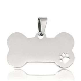 Stainless Steel Bone Shaped Pendant For Cat Collars; Metal Pendant For Pet Necklace; Pet Supplies (Color: Silver Grey, size: L)