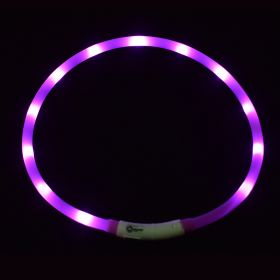 Pet's LED Collar With USB Rechargeable Glowing Lighted Up & Cuttable Waterproof Safety For Dogs (Color: Violets, size: One-size)