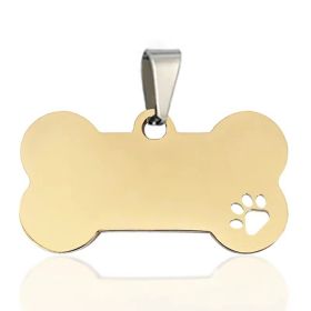 Stainless Steel Bone Shaped Pendant For Cat Collars; Metal Pendant For Pet Necklace; Pet Supplies (Color: Golden, size: L)