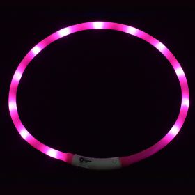 Pet's LED Collar With USB Rechargeable Glowing Lighted Up & Cuttable Waterproof Safety For Dogs (Color: Pink, size: One-size)