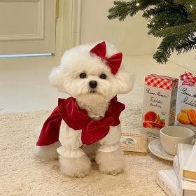 Christmas Pet Dress For Small Medium Dog; New Year Non-elastic Dog Dress ; Winter Pet Apparel (Color: Red, size: XS)