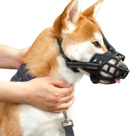 Dog Muzzle Dogs; Prevents Chewing and Biting; Basket Allows Panting and Drinking-Comfortable; Humane; Adjustable; With light reflection (Color: Reflective Black, size: No.4.)