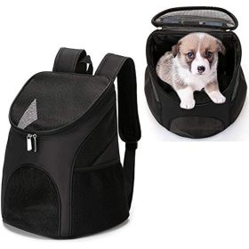 Dog Carrier Backpack Breathable for Small Pets/Cats/Puppies; Pet Carrier Bag with Mesh Ventilation; Safety Features and Cushion Back Support; for Trav (Color: Black)