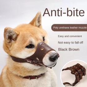 Dog mouth mask; anti-barking; anti-bite; dog mouth cover; puppy medium and large dogs; small dog masks; teddy golden retriever barker (colour: Brown mouthpiece, size: XL)