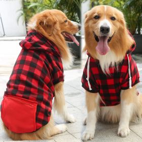 Plaid Dog Hoodie Pet Clothes Sweaters with Hat and Pocket Christmas Classic Plaid Small Medium Dogs Dog Costumes (colour: Zipper pocket coat with red and black plaids, size: 2XL (chest circumference 60, back length 42cm))