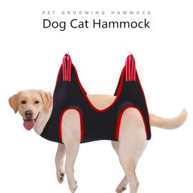 Pet Grooming Hammock For Dog & Cat; Cat Hammock Restraint Bag For Bathing Trimming Nail Clipping (Color: Black Red Edge, size: S)