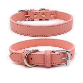 New Soft Puppy Collar For Dog And Cat; Leather Pet Collar Necklace For Small Medium Dog; adjustable dog collar (Color: Pink, size: S)
