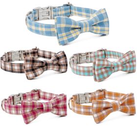 Plaid Dog Collar with Bow Pet Gift Adjustable Soft and Comfy Bowtie Collars for Small Medium Large Dogs (colour: Style 5, size: XS 1.0x30cm)