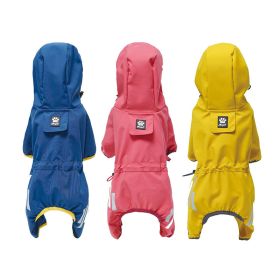 Small dog raincoat; body full surrounding; waterproof poncho pet clothes; with tow holes in the back (colour: Rose red, size: S (recommended weight 2-3 kg))