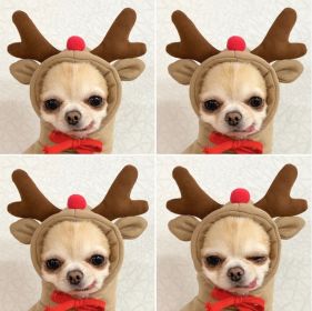 Chrimas Dog Winter Warm Clothing Cute Plush Coat Hoodies Pet Costume Jacket For Puppy Cat French Bulldog Chihuahua Small Dog Clothing (Color: Coffee, size: M)