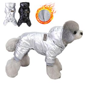 Winter Warm Pet Dog Jumpsuit Waterproof Dog Clothes for Small Dogs;  Dog Winter Jacket Yorkie Costumes Shih Tzu Coat Poodle Outfits (Color: Silver, size: M)