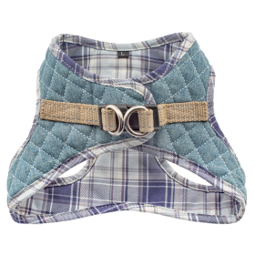 Step-In Denim Dog Harness - Blue Plaid (Color: Blue Plaid, size: XL)