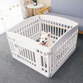 Pet Playpen Foldable Gate for Dogs Heavy Plastic Puppy Exercise Pen with Door Portable Indoor Outdoor Small Pets Fence Puppies Folding Cage 4 Panels M (Color: White)