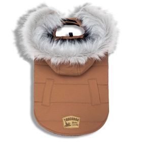 Touchdog 'Eskimo-Swag' Duck-Down Parka Dog Coat (Color: Brown, size: large)