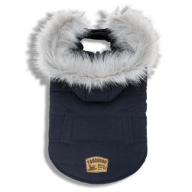 Touchdog 'Eskimo-Swag' Duck-Down Parka Dog Coat (Color: Navy, size: large)