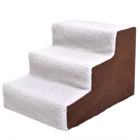 Doggy Steps for Dogs and Cats Used as Dog Ladder for Tall Couch, Bed, Chair or Car (Color: brown and white)