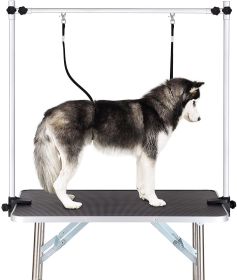 Professional Dog Pet Grooming Table Large Adjustable Heavy Duty Portable w/Arm & Noose & Mesh Tray (Color: as Pic)