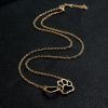 Women's Hollow All Match Dog Paw Peach Heart Necklace