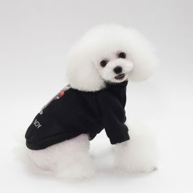 Dog Winter Pet Clothes Brushed Hoody (Option: Boxing Boy Sweater Black-XL)
