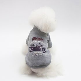 Dog Winter Pet Clothes Brushed Hoody (Option: Motorcycle Sweater Gray-XXL)