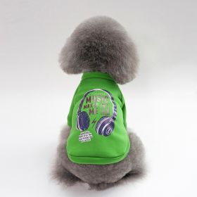 Dog Winter Pet Clothes Brushed Hoody (Option: Music Sweater Green-XL)