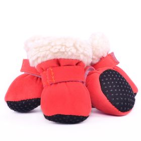 Fashion Simple Waterproof Warm Dog Shoes (Option: Red-XL)